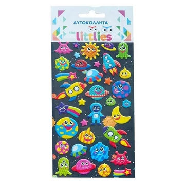 The Littlies: űrhajó mintás 3D pufi matrica szett 10x22cm-es íven