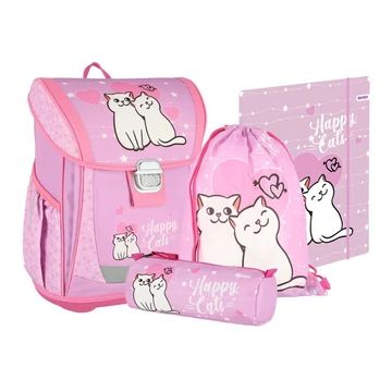Spirit: Happy Cat rózsaszín 4db-os iskolatáska szett 38x28x17cm