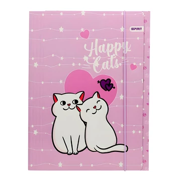 Spirit: Happy Cats rózsaszín gumis mappa 600gr A/4