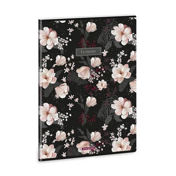 Ars Una: Flowery Black extra kapcsos kockás füzet A/4