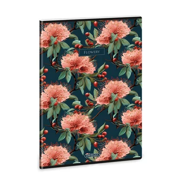 Ars Una: Flowery Green extra kapcsos kockás füzet A/4