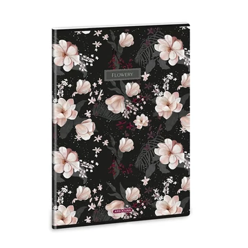 Ars Una: Flowery Black extra kapcsos sima füzet A/4
