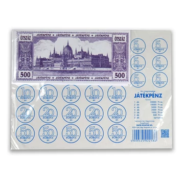 Játékpénz csomag papír és kivágható aprópénzzel