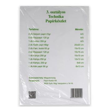 3.osztályos Technika papírkészlet 18db-os
