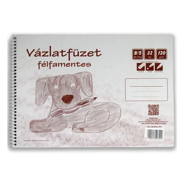 Félfamnetes spirálos vázlatfüzet B/5 32 lapos, 120g