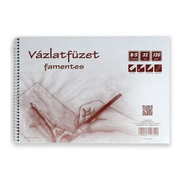 Famentes spirálos vázlatfüzet B/5 32 lapos, 120g