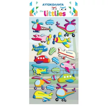 The Littlies: Repülős, helikopteres 3D pufi matrica szett 10x22cm-es íven