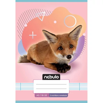 Nebulo: Tűzött 2. osztályos vonalas füzet A5-ös 16-32 Állatos - Rókás