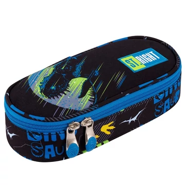 St.Right: Dinoszaurusz mintás kék színű ovális tolltartó 23cm