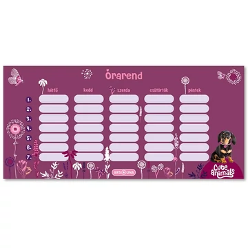 Ars Una: Cute Animals - Puppy tacskós kétoldalas órarend