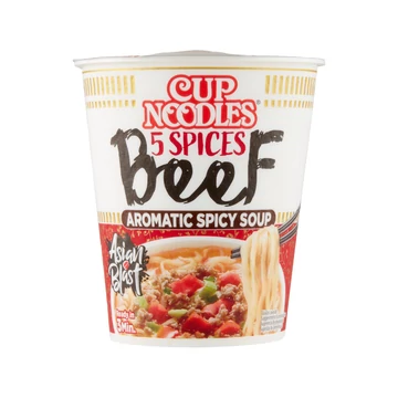 Nissin Cup Noodles fűszeres instant tésztaleves, marha ízesítéssel ázsiai módra 350ml