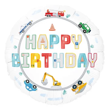 Járművek mintájú party fólialufi 45cm