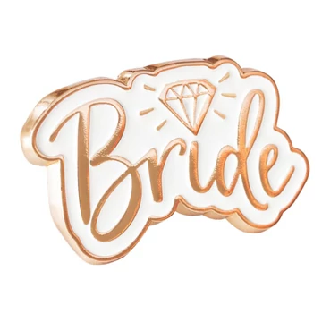 Bride party kitűző rosegold színben 