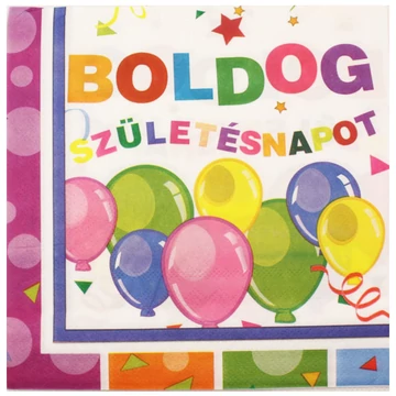 Boldog születésnapot lufi party szalvéta 10db-os kiszerelésben 33x33cm