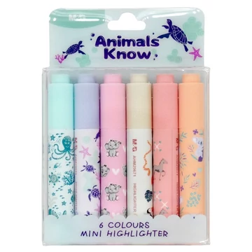 M&G animals know mini szövegkiemelő 6db-os kiszerelésben AHM29671
