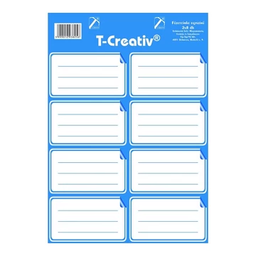 T-Creative középkék színű füzetcímke 2ív 8db/ív