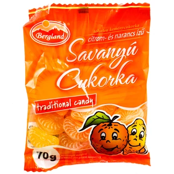 Bergland citrom-narancs ízesítésű savanyú cukorka 70g