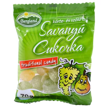 Bergland körte-szőlő ízesítésű savanyú cukorka 70g