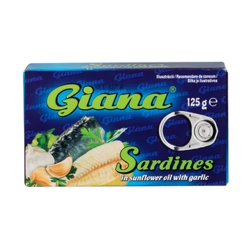 Giana Szardínia olajban fokhagymás tépős 125g/90g