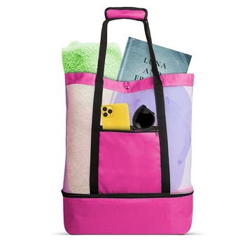 Strandtáska termo rekesszel rózsaszín színben 45x43x15cm 57037C