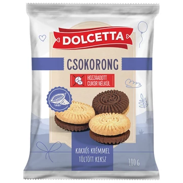 Dolcetta kakaós krémmel töltött hozzáadott cukor nélküli csokorong 180g