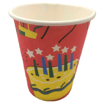 Happy birthday feliratos papírpohár piros színben 10db