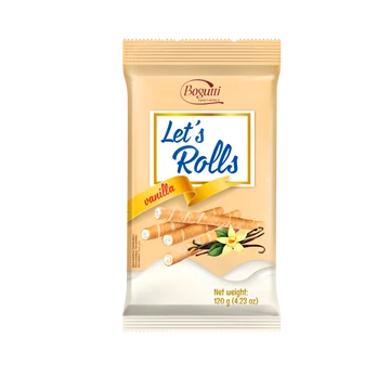 Bogutti Lets Rolls vanília ízű krémmel töltött ostyarúd 120g