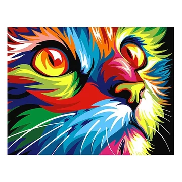 Gyémántszemes kirakó: Színes cica gyémántfestő szett