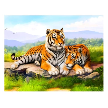 Gyémántszemes kirakó: Tigrisek gyémántfestő szett 40x50cm