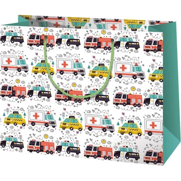 Mentő, rendőr és tűzoltó mintás nagy ajándéktáska 33x26,7x13,7cm