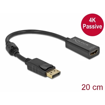 Delock Adapter DisplayPort 1.2-dugós csatlakozó - HDMI-csatlakozóhüvely 4K passzív fekete - 63559