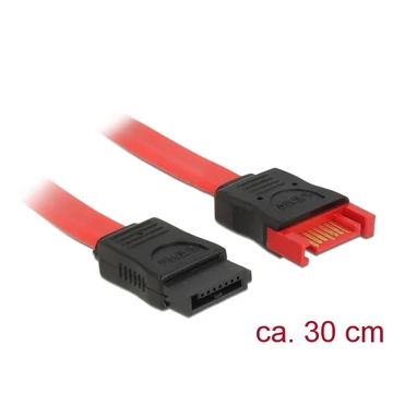 Delock SATA 6 Gb/s-s bővítőkábel csatlakozódugóval > SATA-s, csatlakozóhüvellyel, 30 cm, piros - 83953