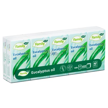 Tento Family papír zsebkendő 10x10db 3 rétegű Eucalyptus