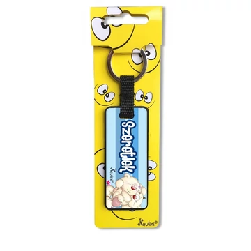 Valentin napos macis kulcstartó felirattal