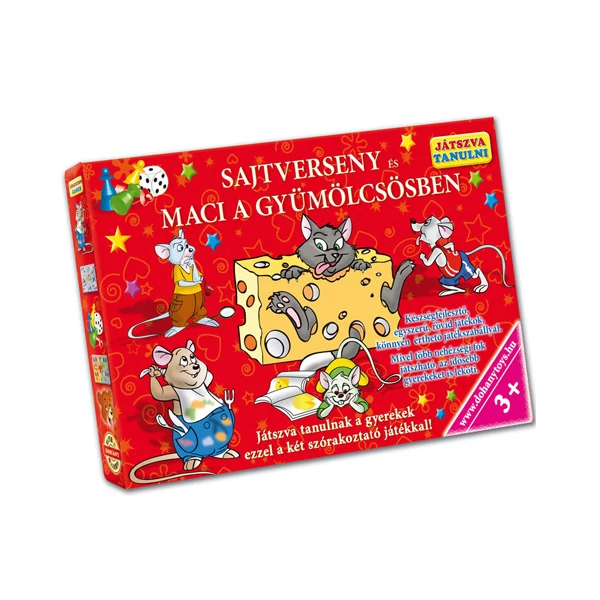 Sajtverseny és Maci a gyümölcsösben készségfejlesztő társasjáték - D-Toys