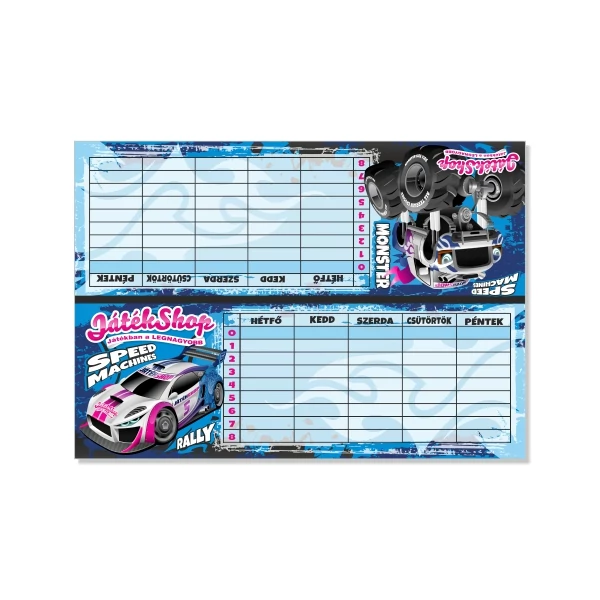 Speed Machines autós 6 az 1-ben órarend