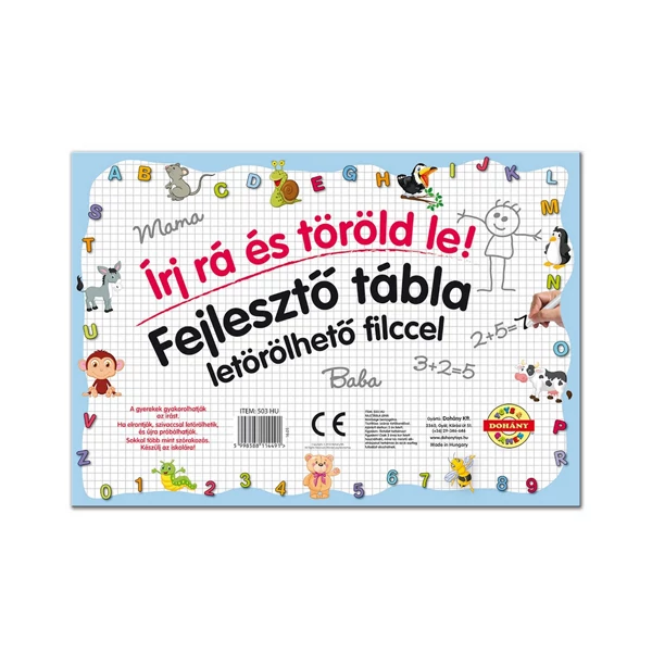 Készségfejlesztő rajztábla letörölhető filccel: Formák - D-Toys