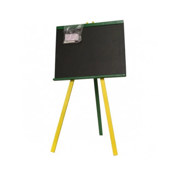 Állványos fa rajztábla krétával, színes lábakkal