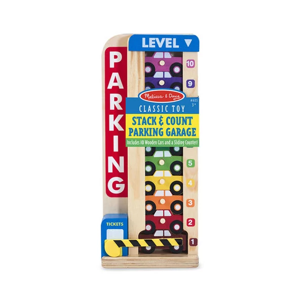Színes-számos autós parkolótorony fa készségfejlesztő - Melissa & Doug