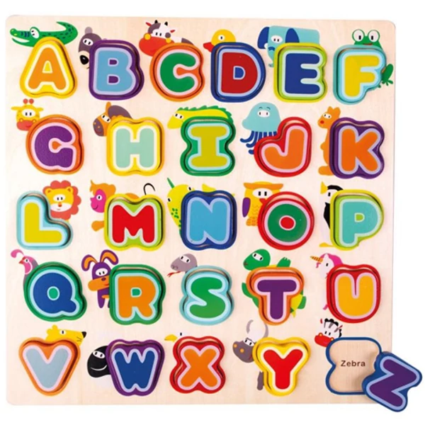 Angol ABC fa formaillesztő játék állatokkal