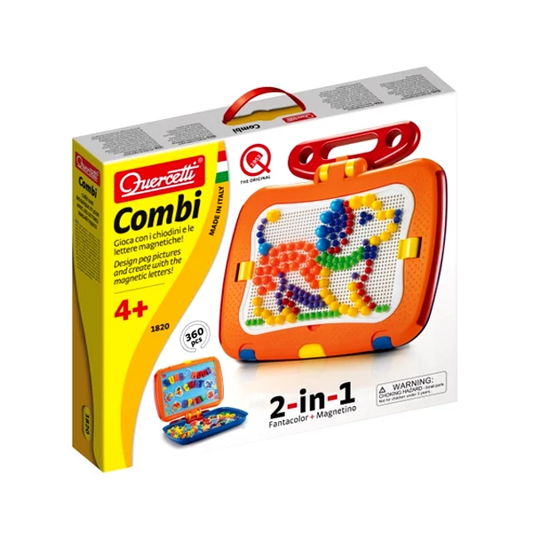 Quercetti: 2 az 1-ben 300db-os pötyi készlet mágneses táblával