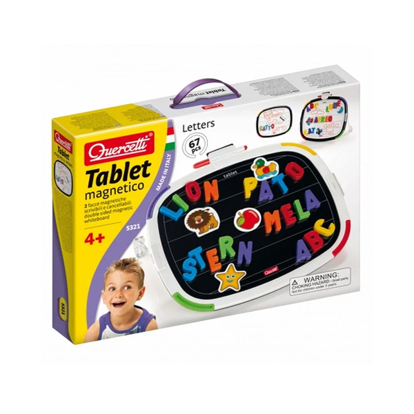 Quercetti: Kétoldalas mágneses tábla betűkkel és filctollal