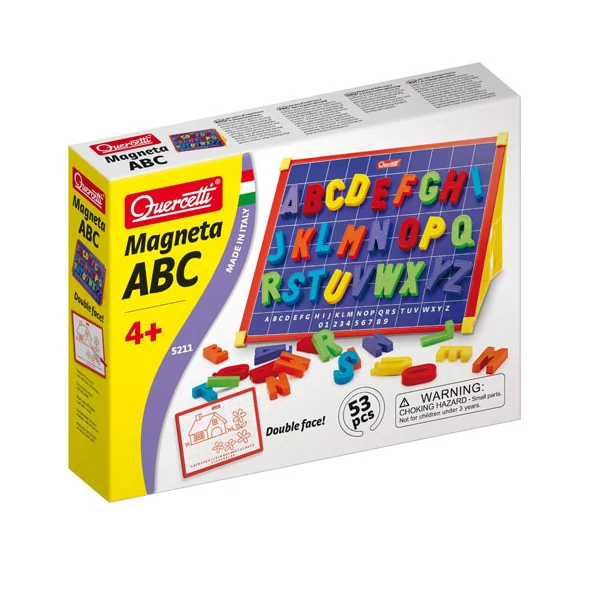 Quercetti: Mágneses tábla nagybetükkel 48 db-os + tartó
