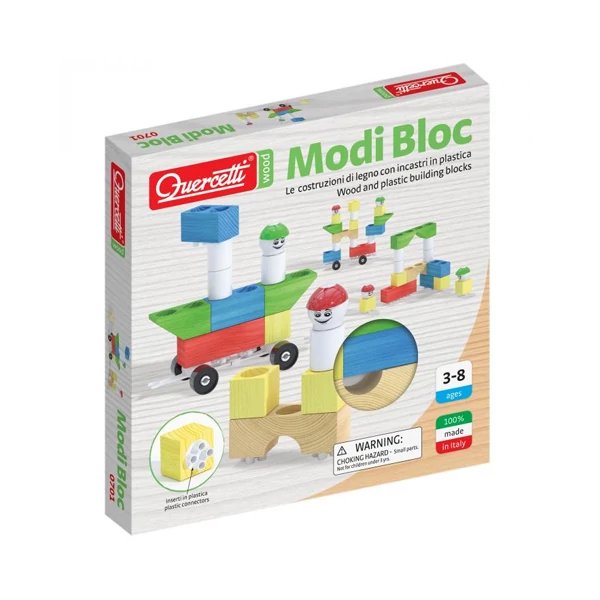 Quercetti: Modi Bloc Basic fa és műanyag építőjáték 18db-os