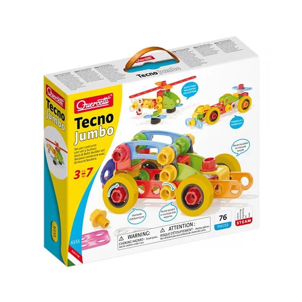 Quercetti: Tecno Jumbo járművek építőjáték szett 76db