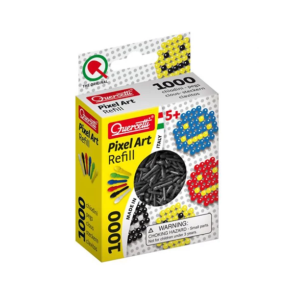 Quercetti: Pixel Art fekete színű 4mm-es pötyi utántöltő 1000db-os