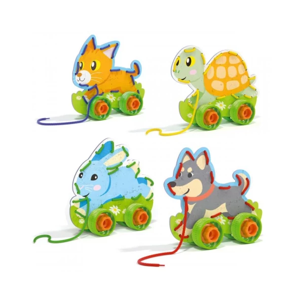 Quercetti: Montessori fűzős játék állatok 4db-os szett