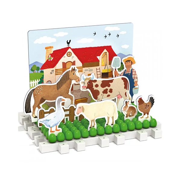 Quercetti: Montessori Farm és erdő pötyi 3db-os játékszett