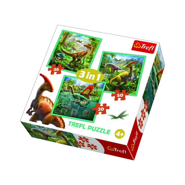 3 az 1-ben dinoszauruszos puzzle szett - Trefl