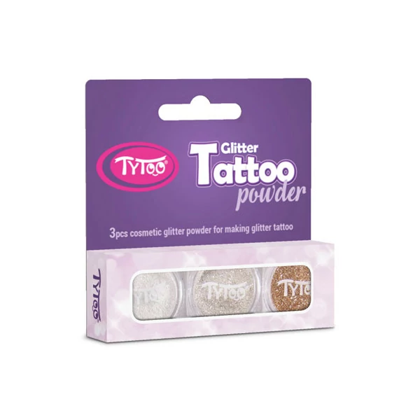 TyToo: Gyémánt, fehér és pezsgő színű csillámpor szett 3x2,5ml